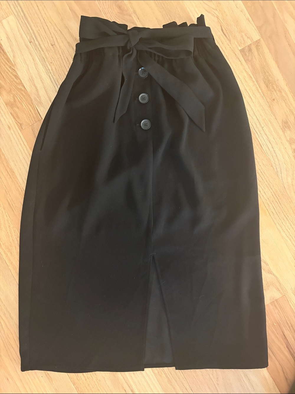 Express Black Paperbag Waist Pencil Skirt with Tie